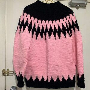 HANDMADE CHUNKY KNIT FAIR ISLE WOOL SWEATERS SIZE L